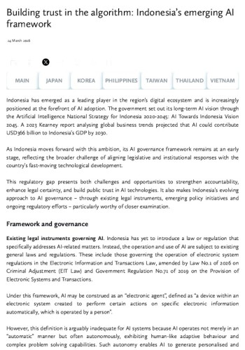 ABLJ Regional Guide: Building trust in the algorithm: Indonesia’s emerging AI framework