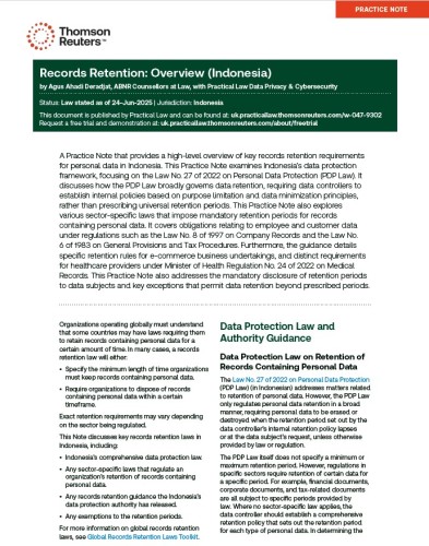 Records Retention: Overview (Indonesia)
