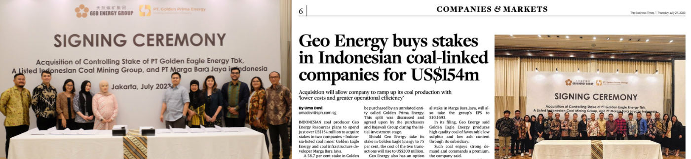 ABNR Acts for Geo Energy on Acquisition of Indonesian Coal Interests from Rajawali Group